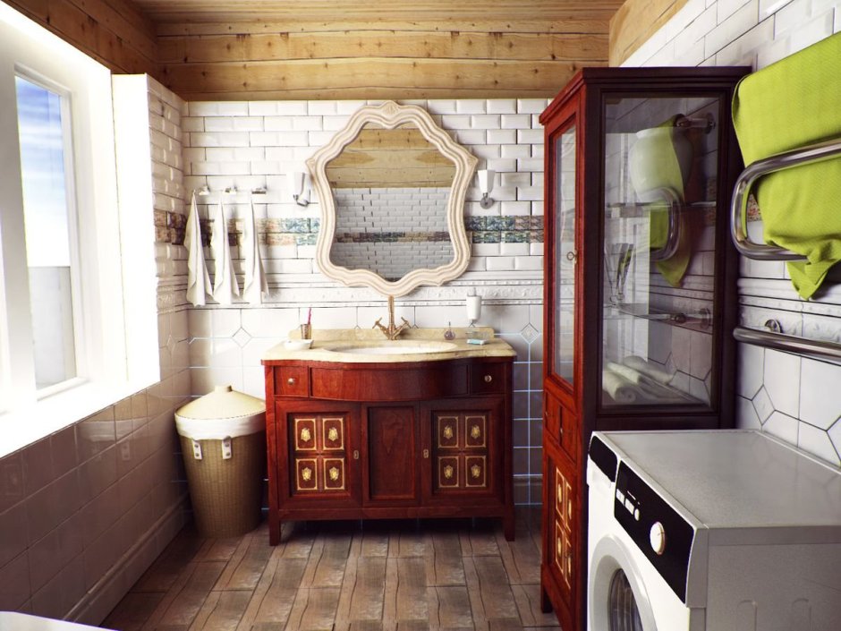 Ванная комната в Старорусском стиле