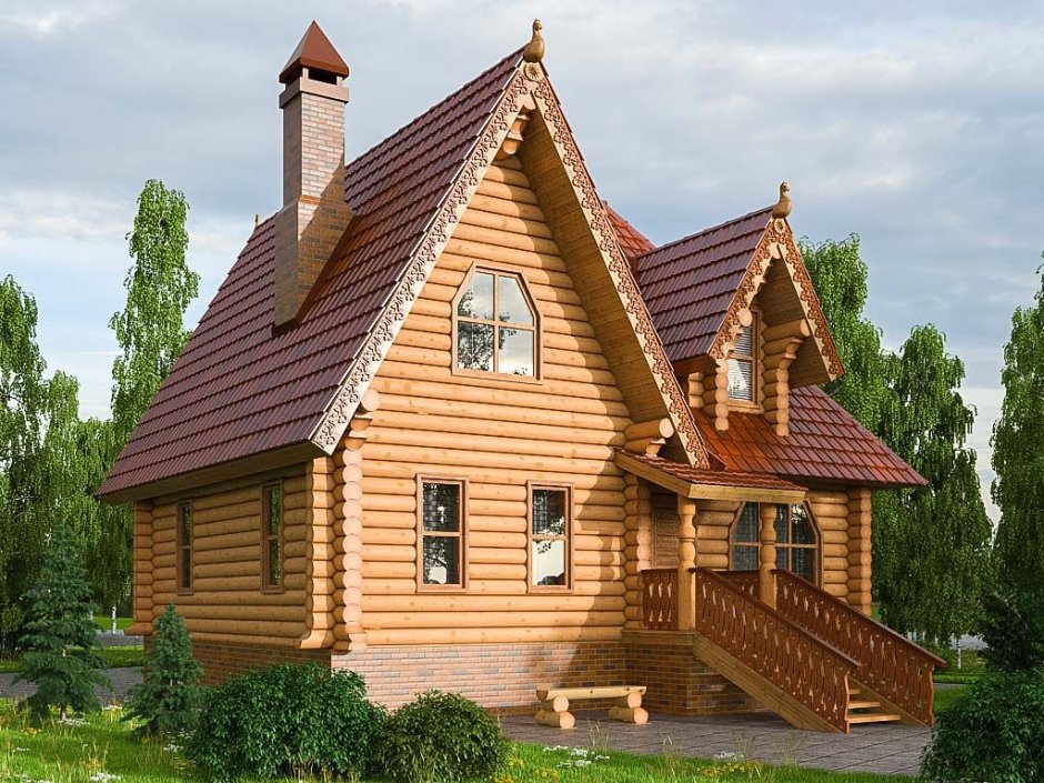 Деревянный дом терем (51 фото)