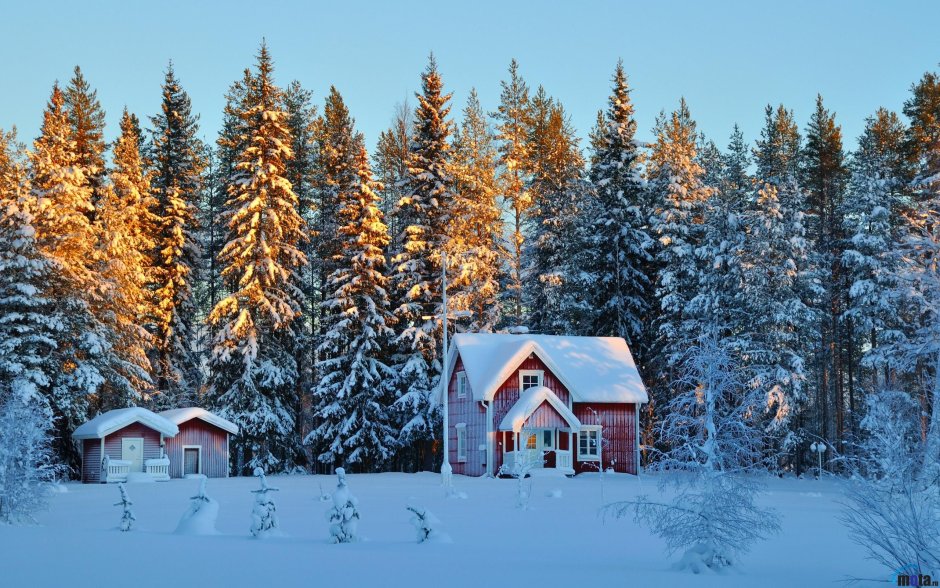 Загородный дом зимой