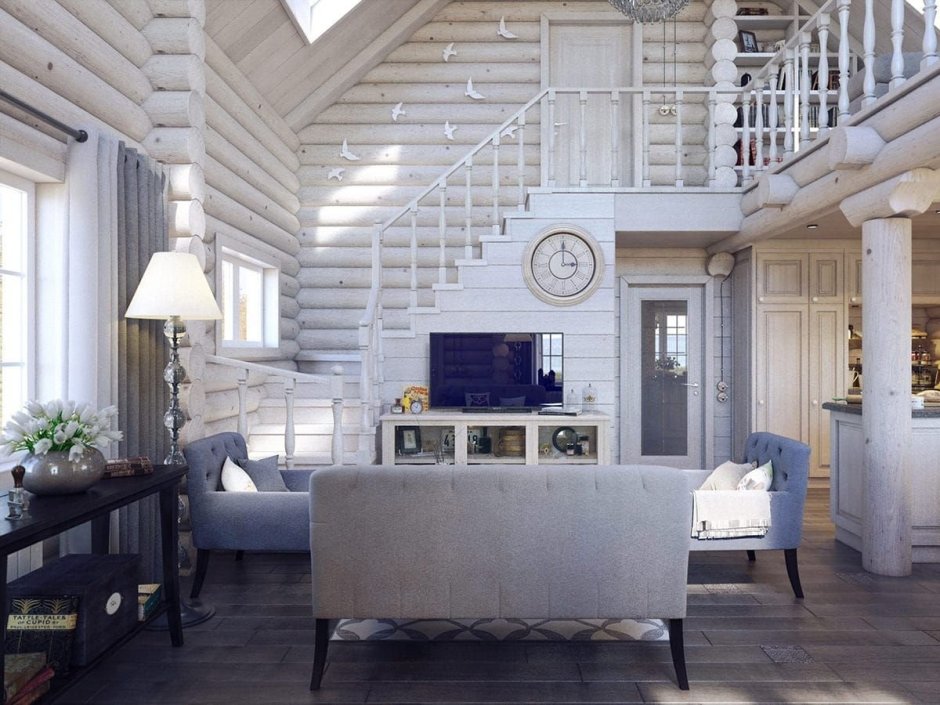 Белая комната в деревянном доме