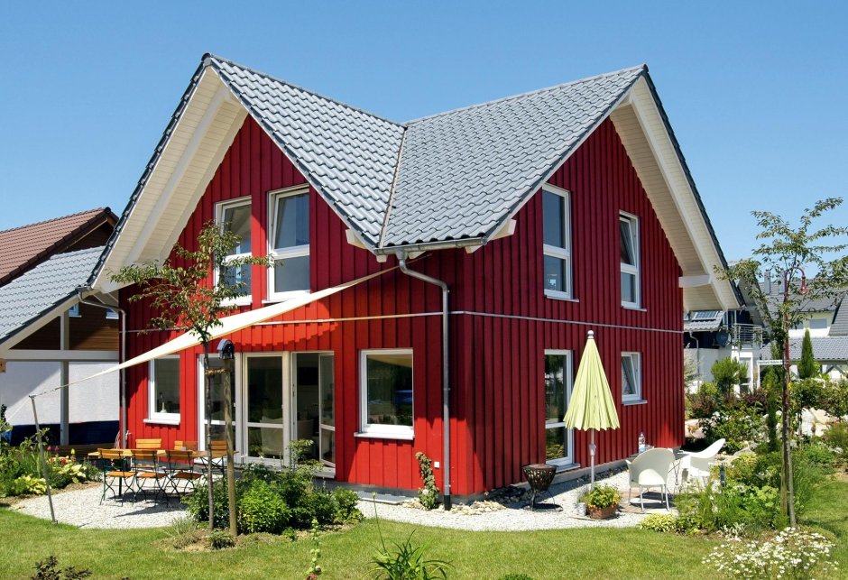 Красные дома в скандинавском стиле