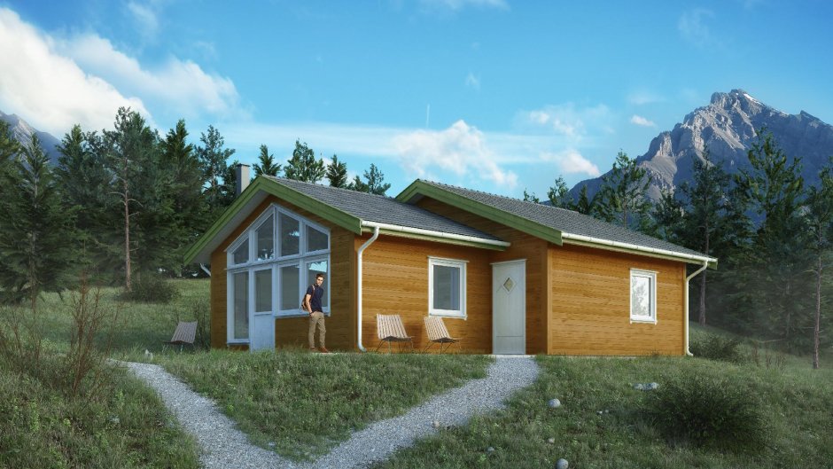 Норвежский домик одноэтажный