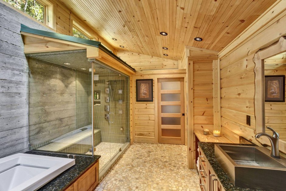 Ванная комната с сауной на даче