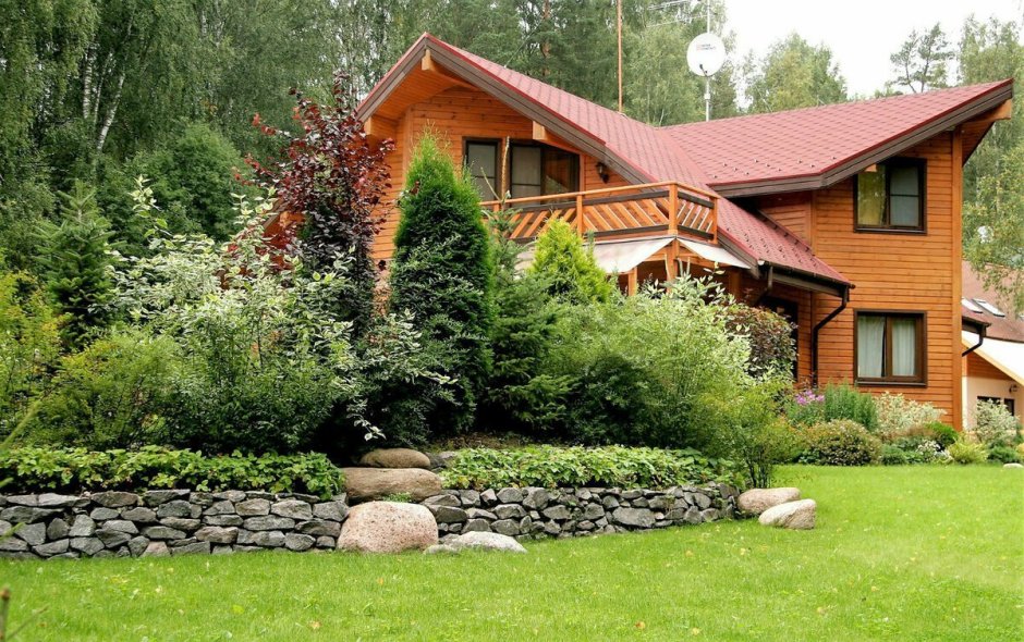 Ландшафт с деревянным домом