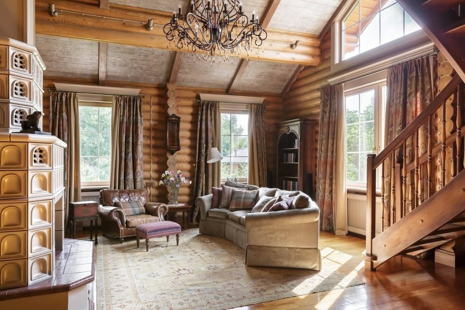 Интерьер деревянного брусового дачного домика