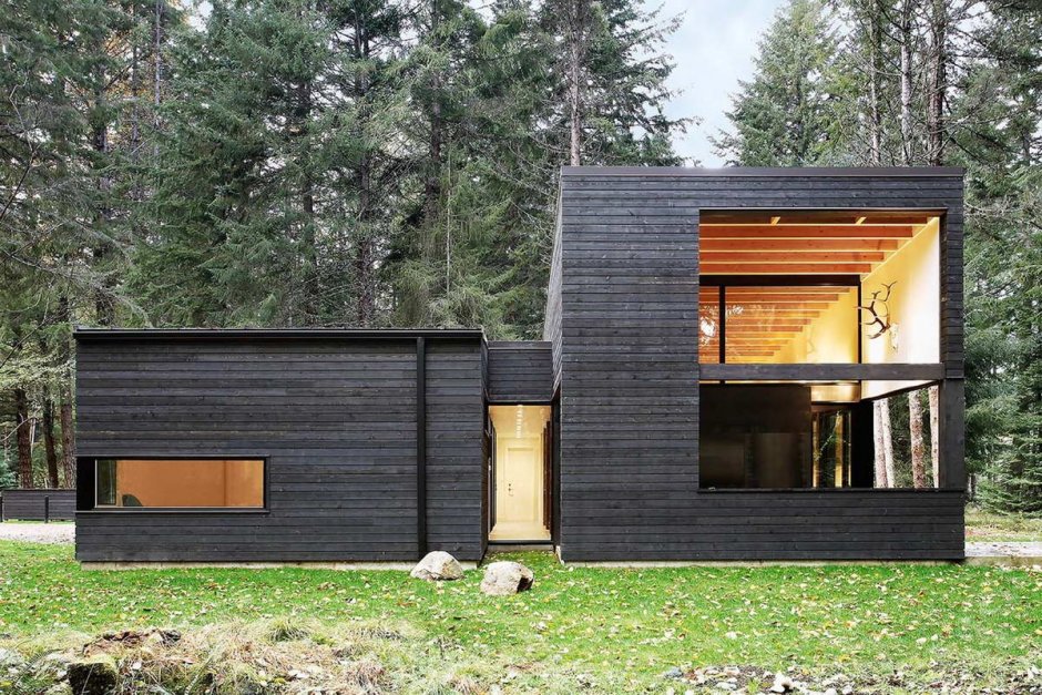 Современная деревянная архитектура черный дом