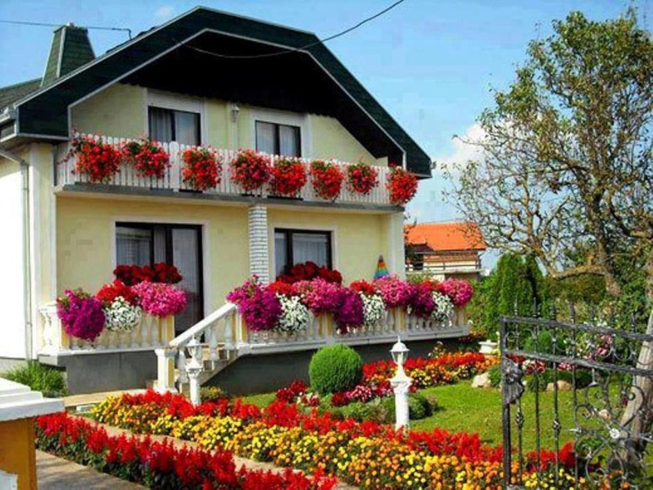 Дом украшенный цветами
