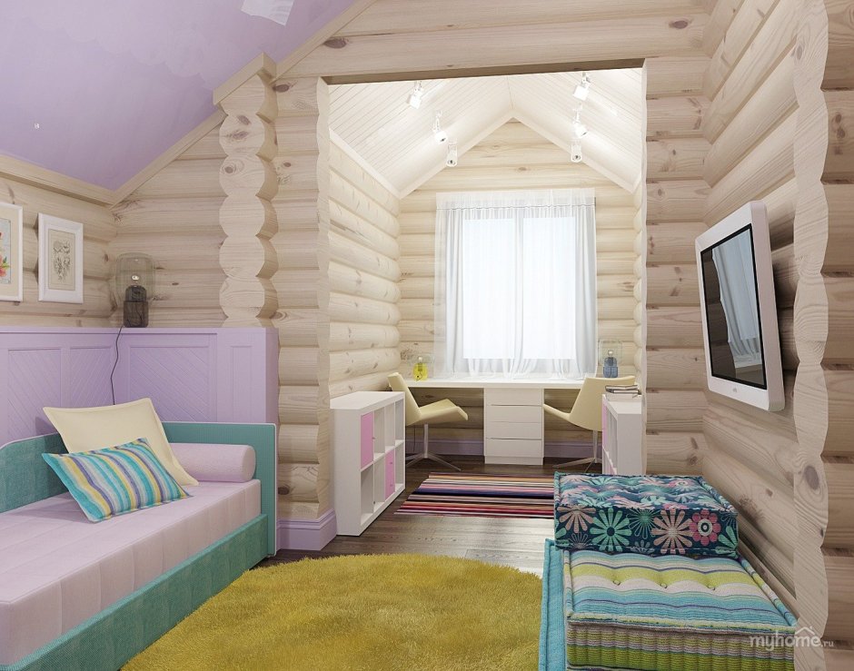 Комната для девочки в деревянном доме