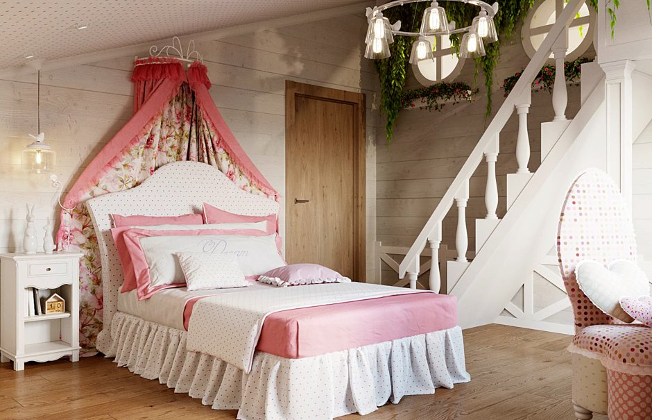 Спальня для девочки 7 лет деревянный дом