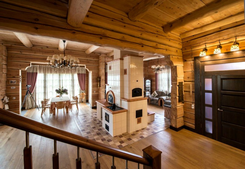 Интерьер в русском стиле в деревянном доме