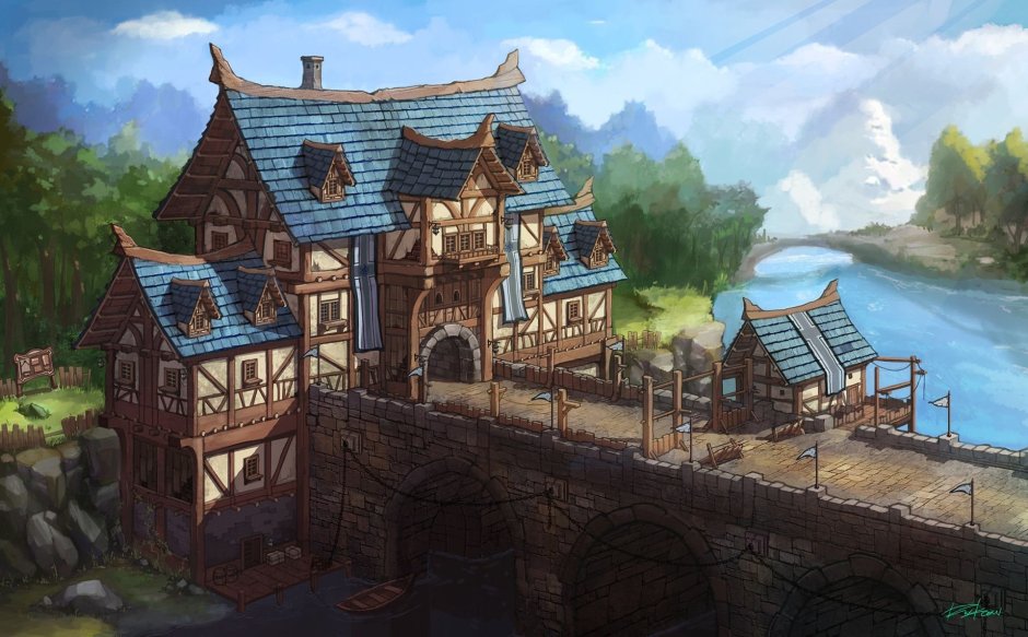 Деревня концепт арт средневековый