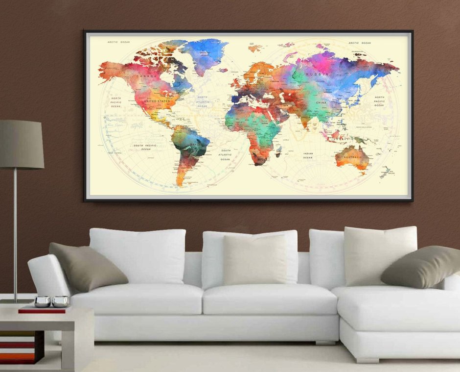 Инсталляция на стену карта мира