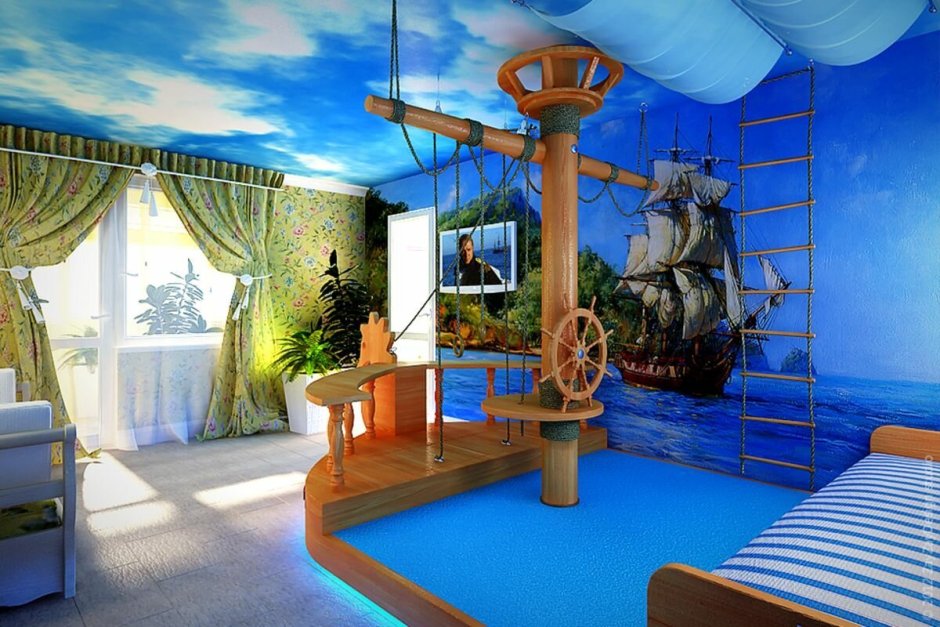Дачная комната в морском стиле
