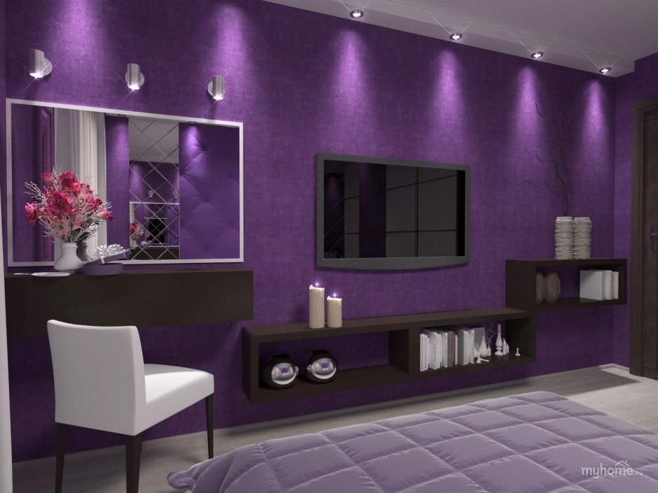 Кухни фиолетового цвета с белым
