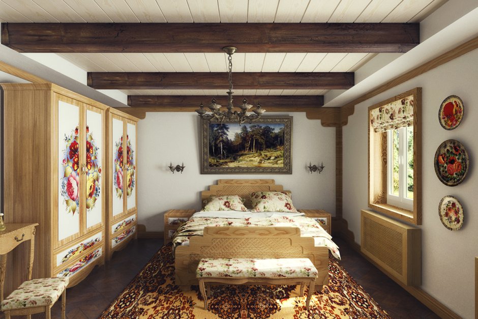 Спальня в традиционном русском стиле