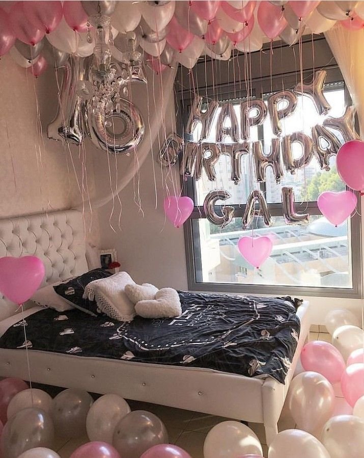 Украшение комнаты шарами на день рождения (74 фото)