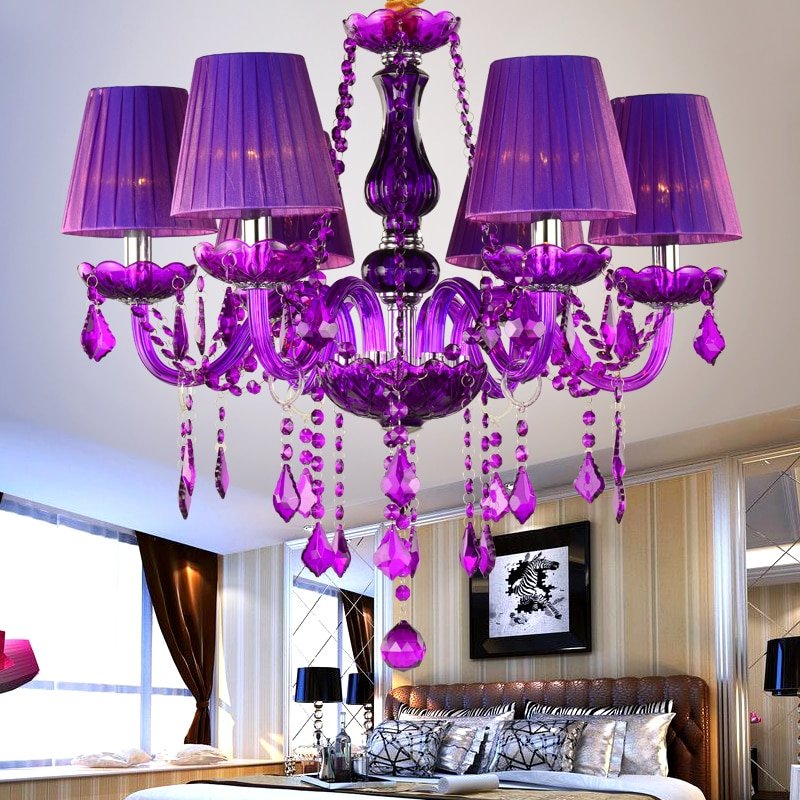 Бра сиреневые Luxury Purple Chandelier Crystal Chandeliers Abajur without lampshade
