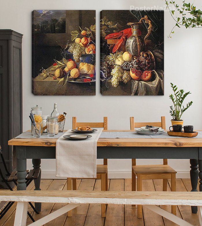 Дизайн кухни с картиной на стене фото