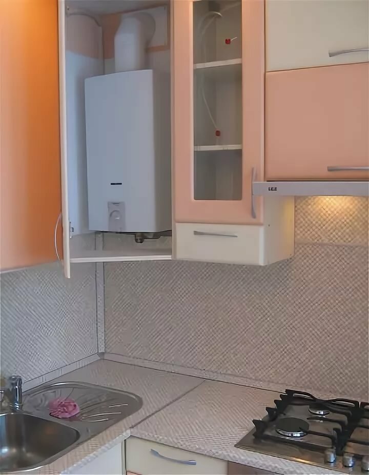 Кухня 6м2 с газовой колонкой угловой