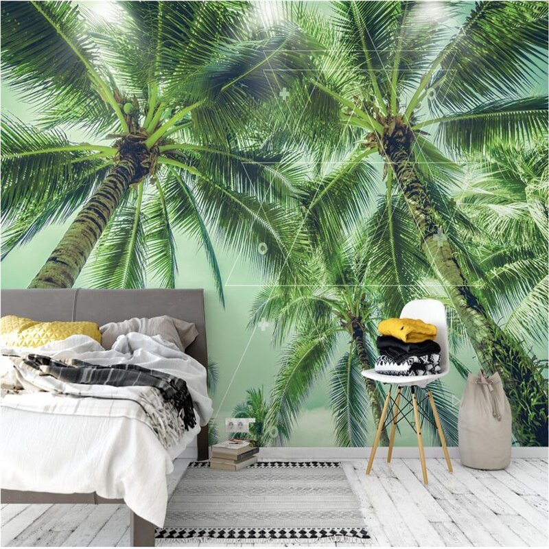 Фотообои с пальмами в спальне