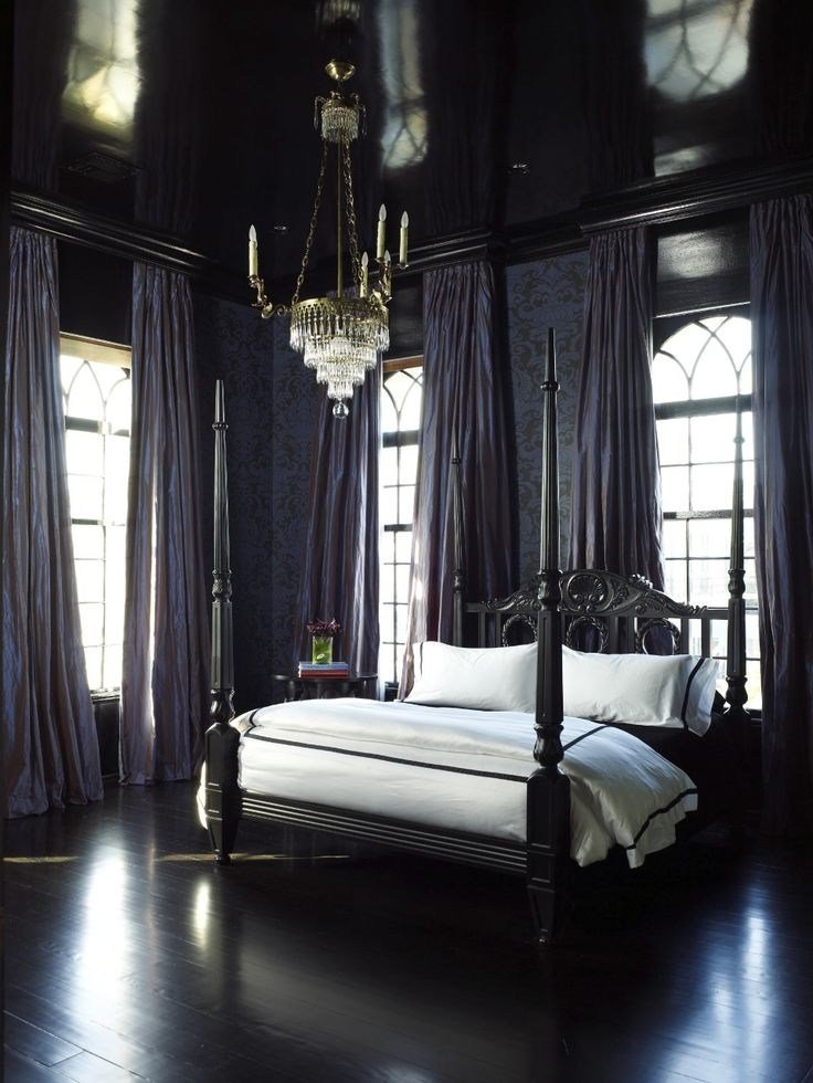 Викторианская Готика интерьер темный спальне