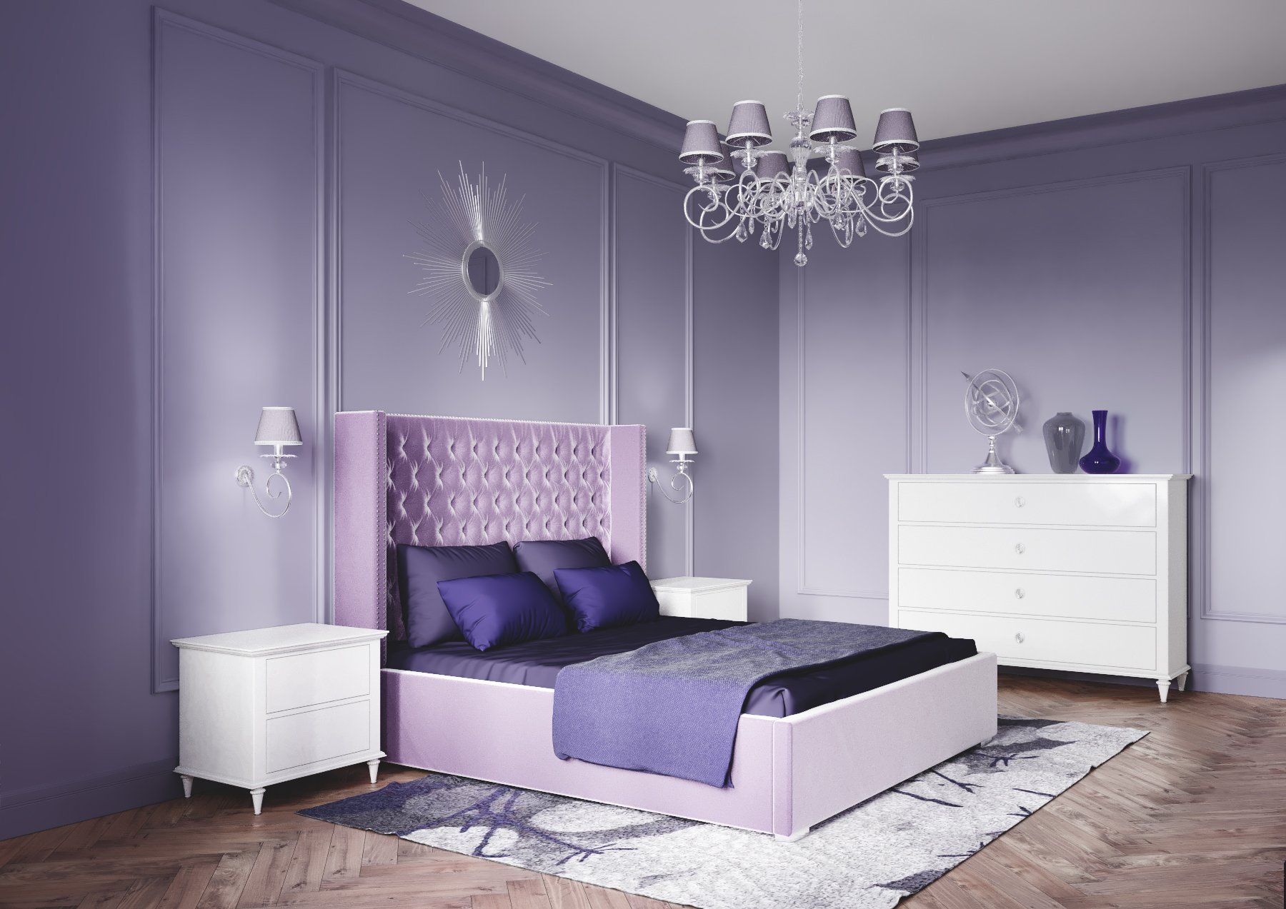 Фиолетовые белые обои. Сиреневая спальня. Спальня в сиреневых тонах. Фиолетовая спальня. Спальня в сиренево белых тонах.