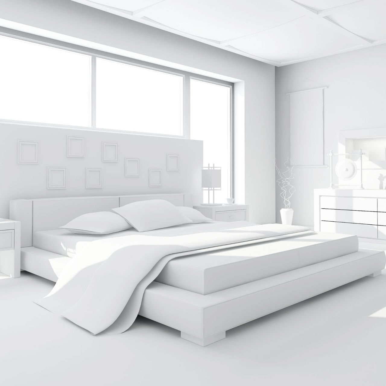 Спальня в минималистическом стиле белая