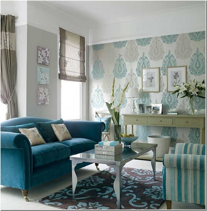 Гостиная в голубых тонах