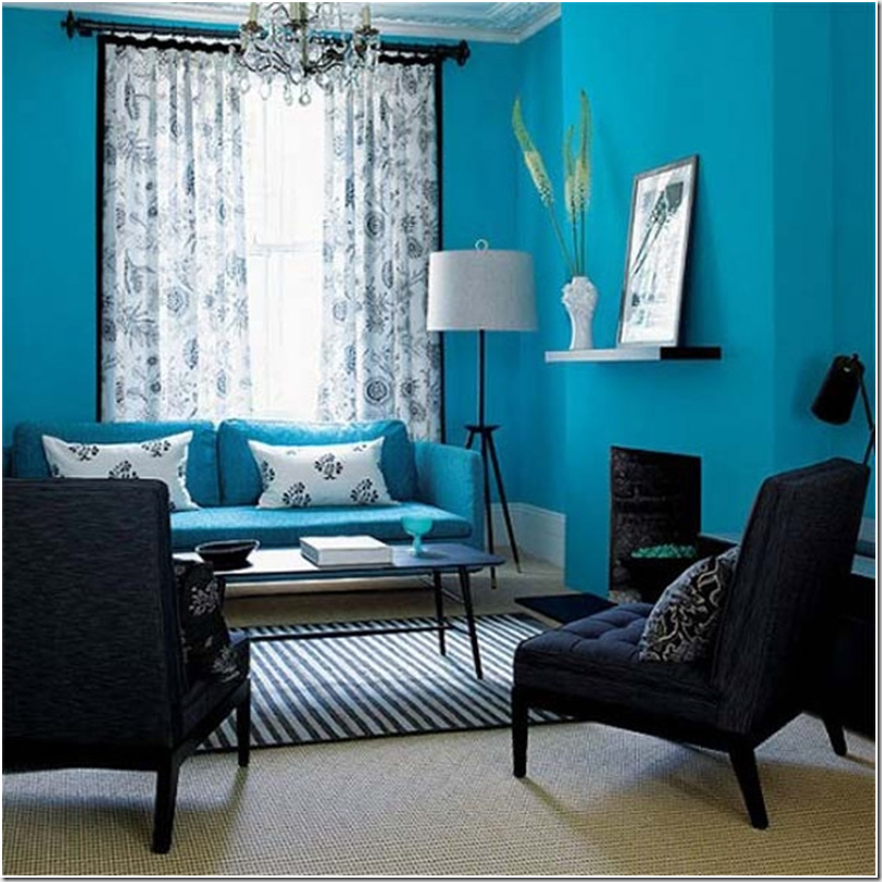 Гостиная бирюзовые тона