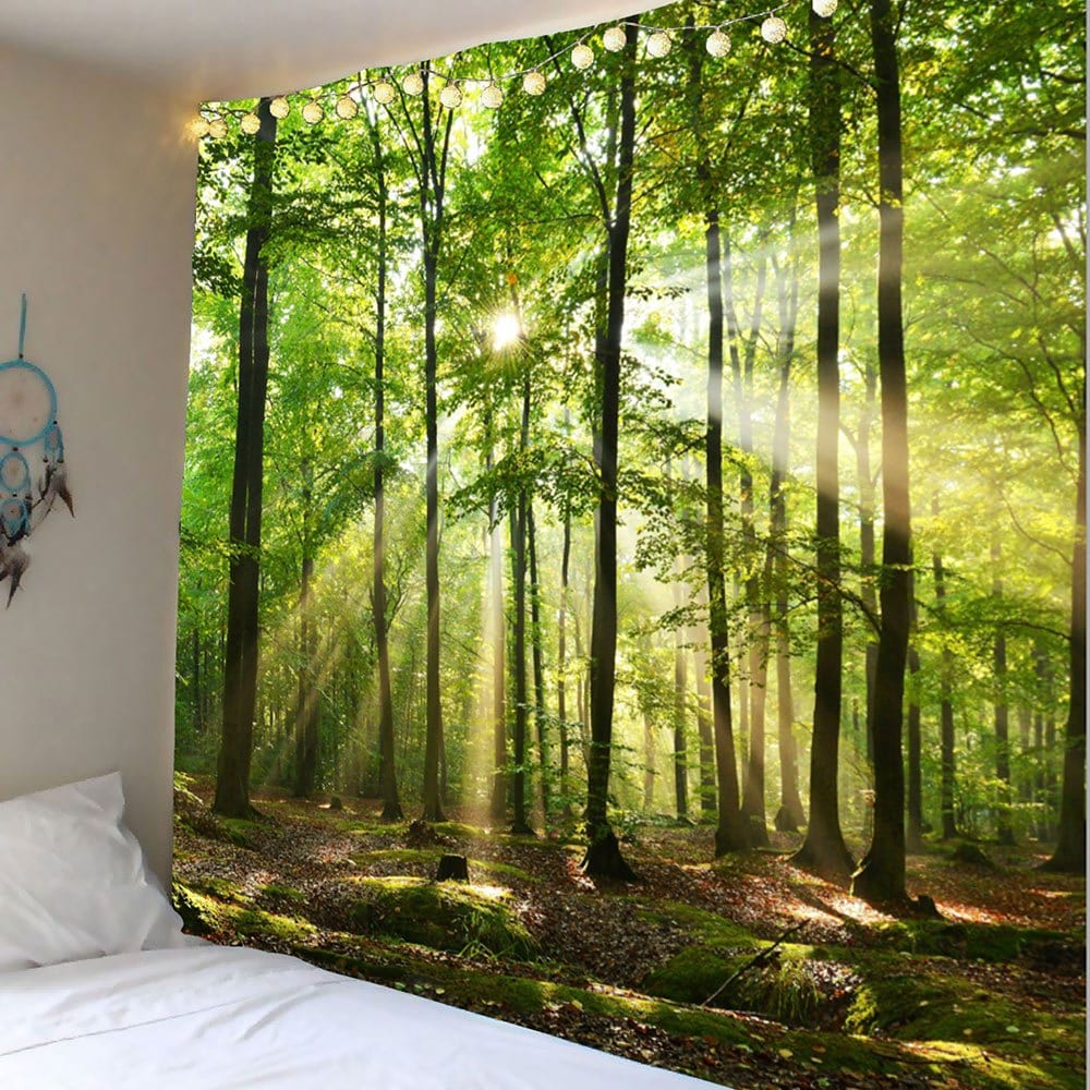 Роспись стен природа. Панно лес на стену. Фотообои в спальню природа. Фотообои природа на стену.