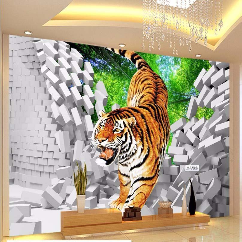 Фрески на стену тигр