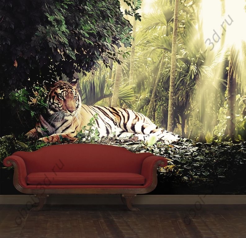 Фотообои тигр на стене