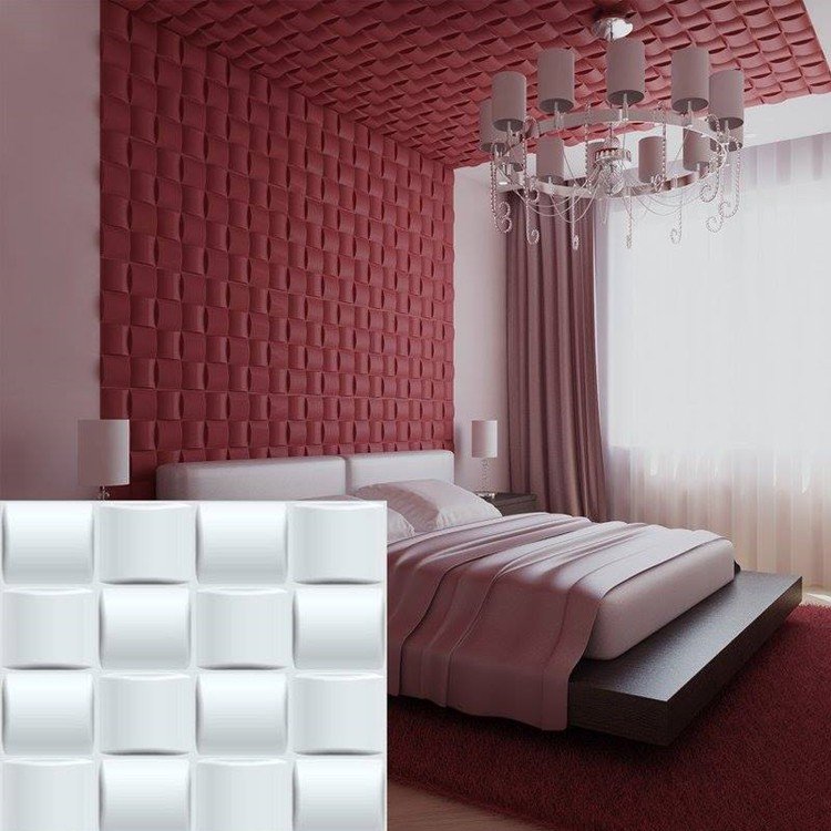 Гипсовые панели в интерьере спальни