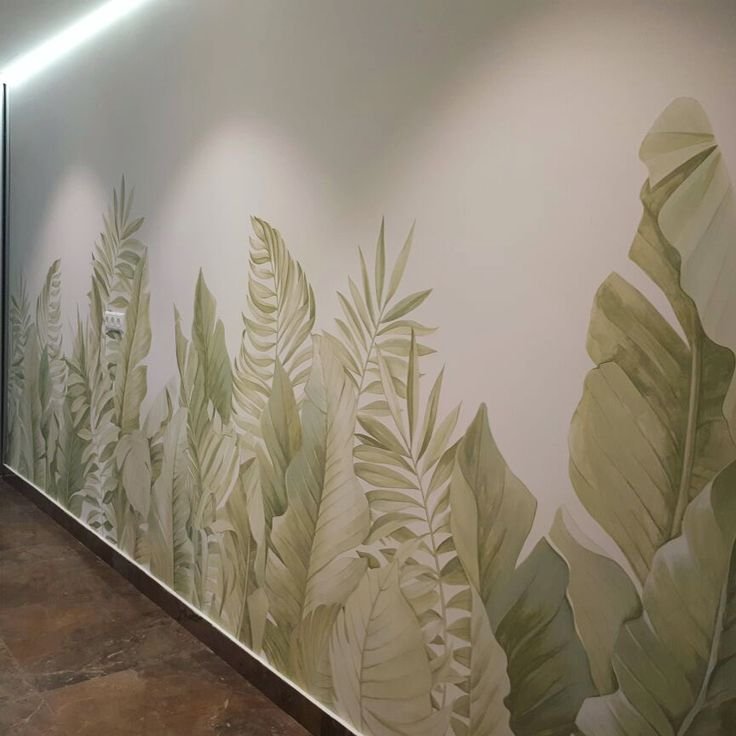 Роспись стен листья