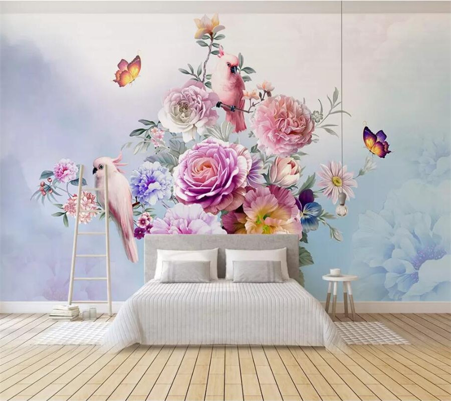 Роспись стен цветы