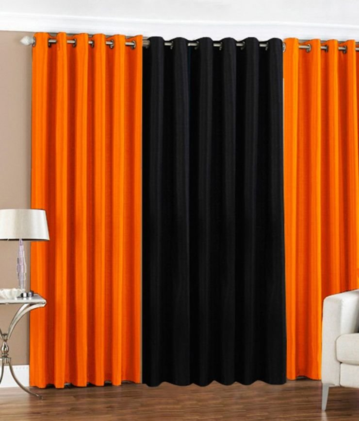 Оранжевые шторы в интерьере (70 фото)