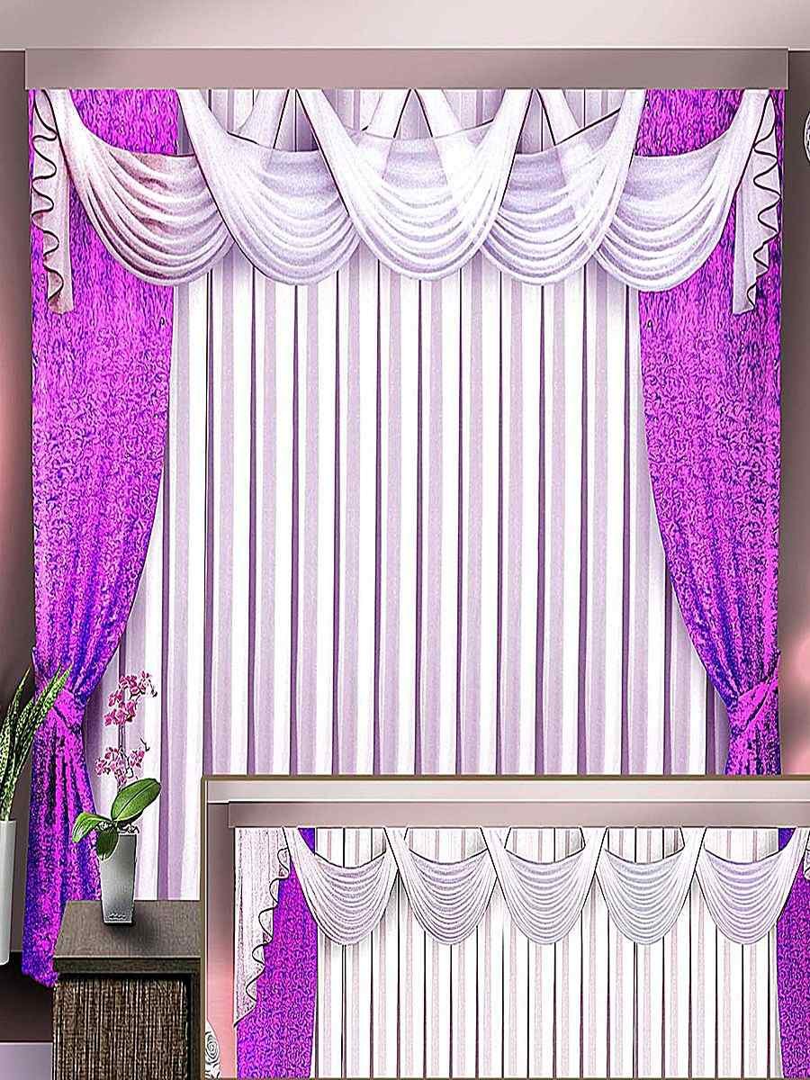 Фиолетовые шторы с ламбрекеном (52 фото)