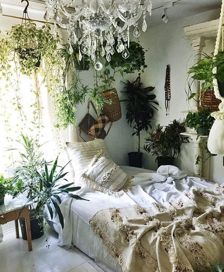 Растения в интерьере спальни