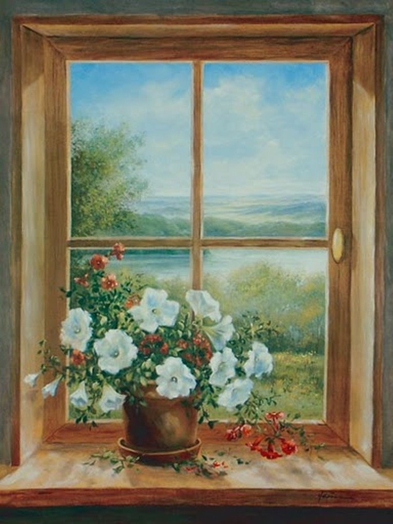Вид из окна живопись