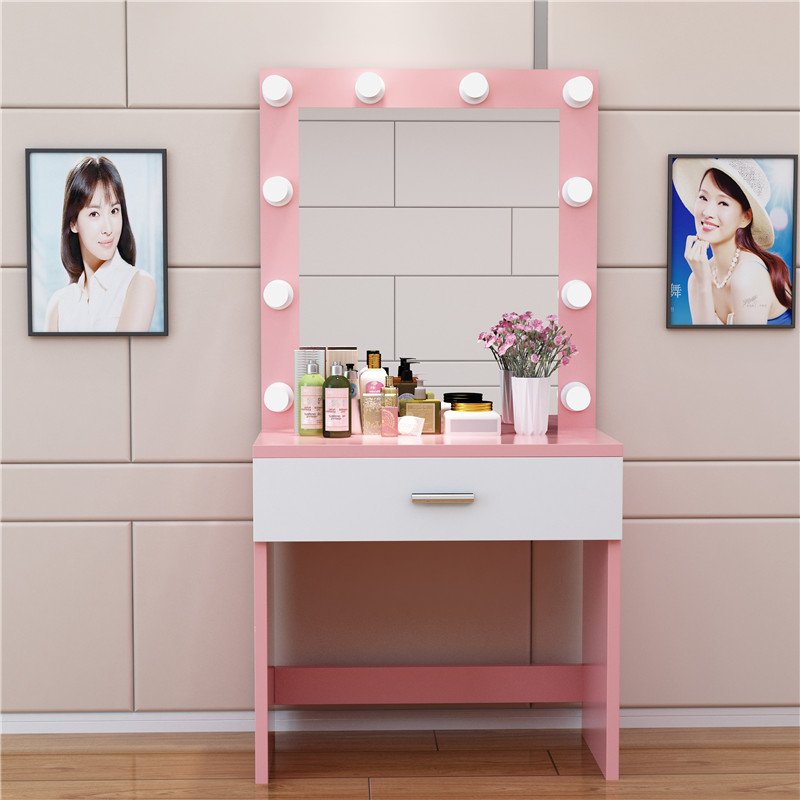 Туалетный столик с зеркалом розовый