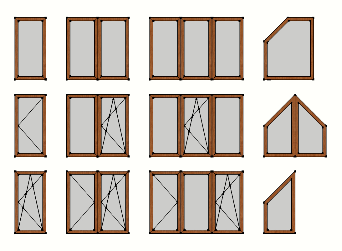 Окна на три стороны. Конфигурация пластиковых окон. Эскизы пластиковых окон. Формы окон ПВХ. Пластиковые окна разной формы.