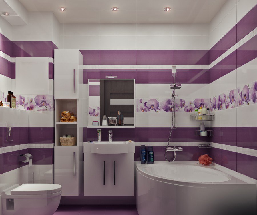 Ванная комната в фиолетовых тонах