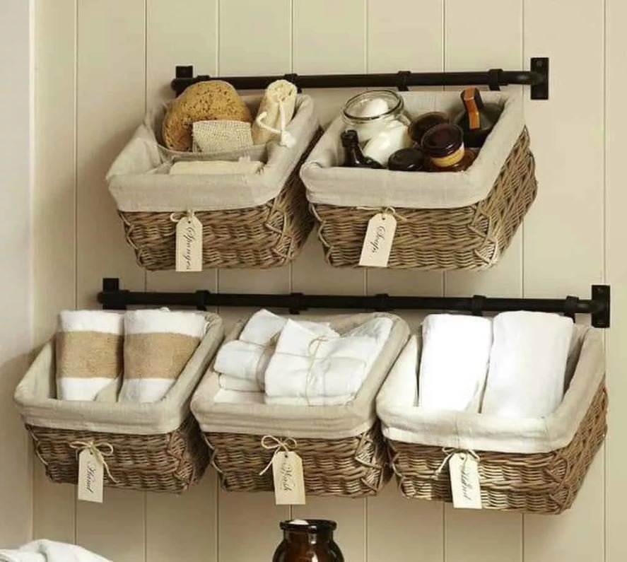 Плетеные корзины для ванной