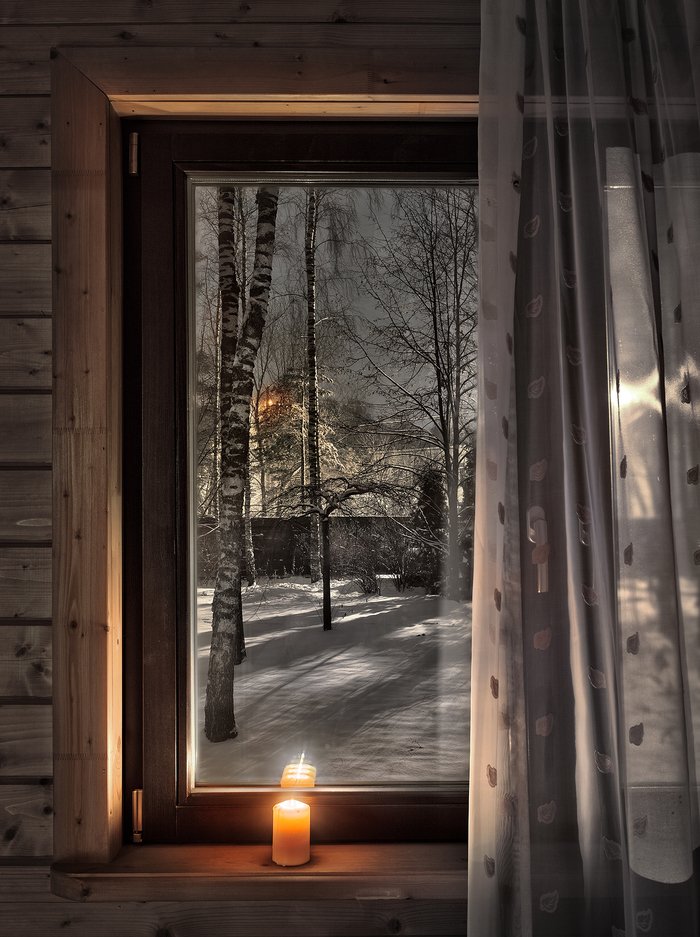 Зимнее вечернее окно