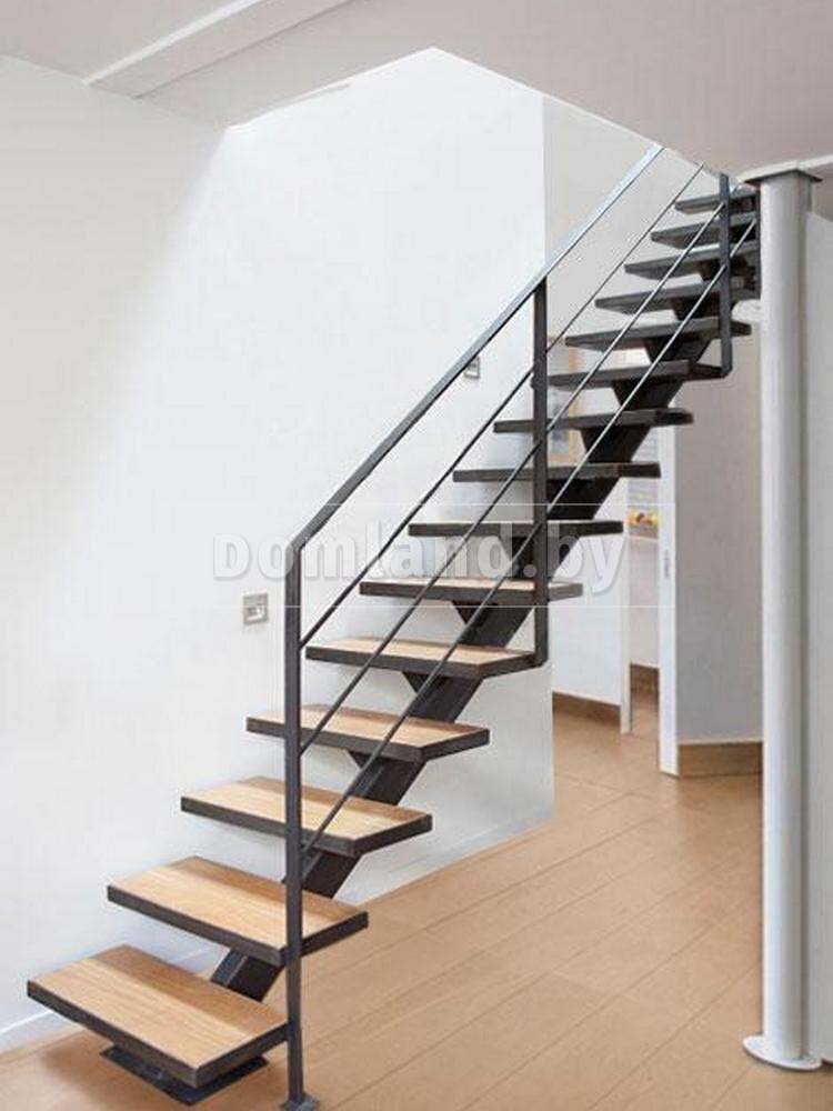Межэтажная лестница на металлическом каркасе (56 фото)
