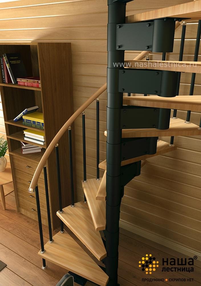 Винтовая деревянная лестница модульная, ДЛС-036