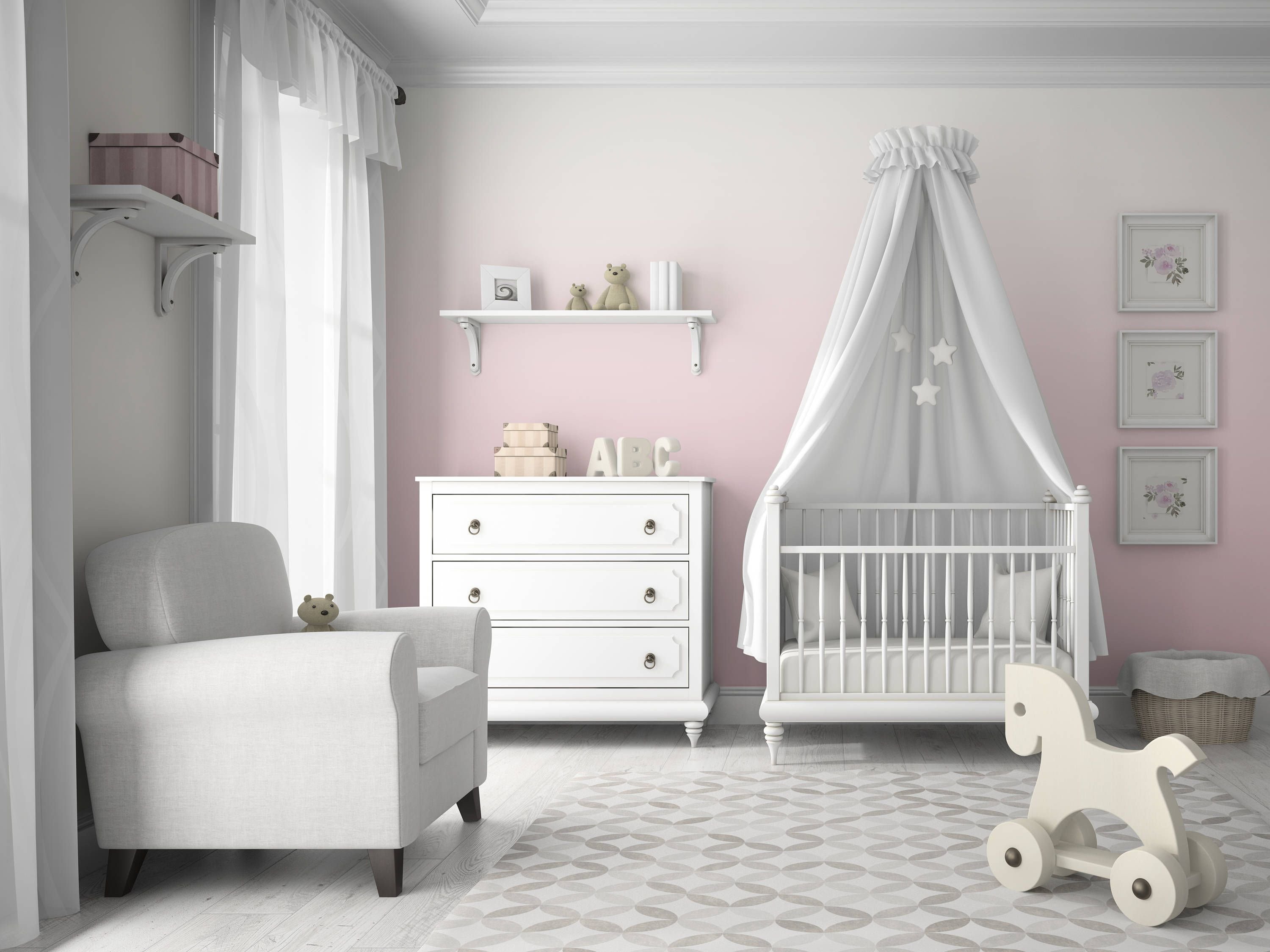 Детская для новорожденного. Комната для малыша. Детская с белой мебелью. Детская в белом цвете. Светлая детская комната с белой мебелью.