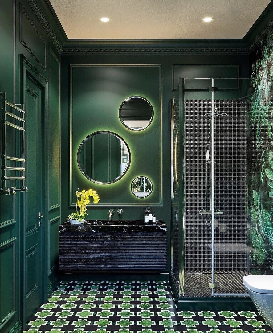 Туалет в темно зеленом цвете
