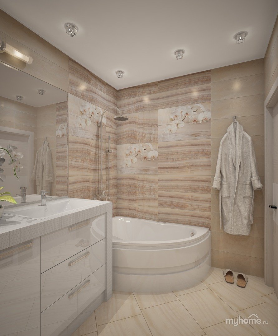 Г-образная ванная комната дизайн