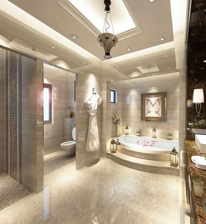 Дизайн больших ванных комнат (78 фото)